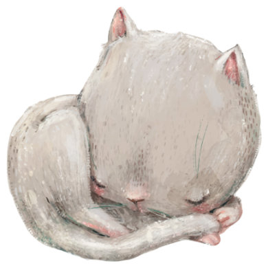Dekodino Wandtattoo Aquarell Baby Katze beim Schlafen Tiere grey