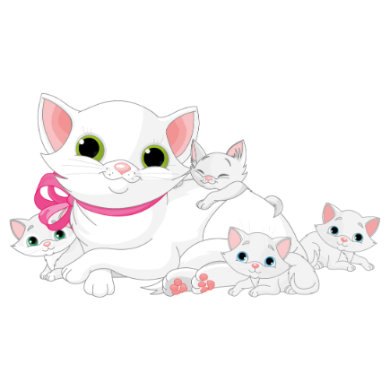 Dekodino Wandtattoo Katzen Familie mit Tierbaby white